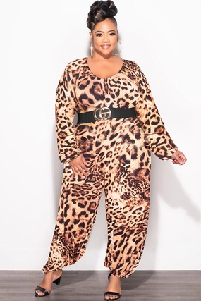 Printed design Perfectly Relaxed Final Sale Plus Size Loose Fit Jumpsuit in Animal Print