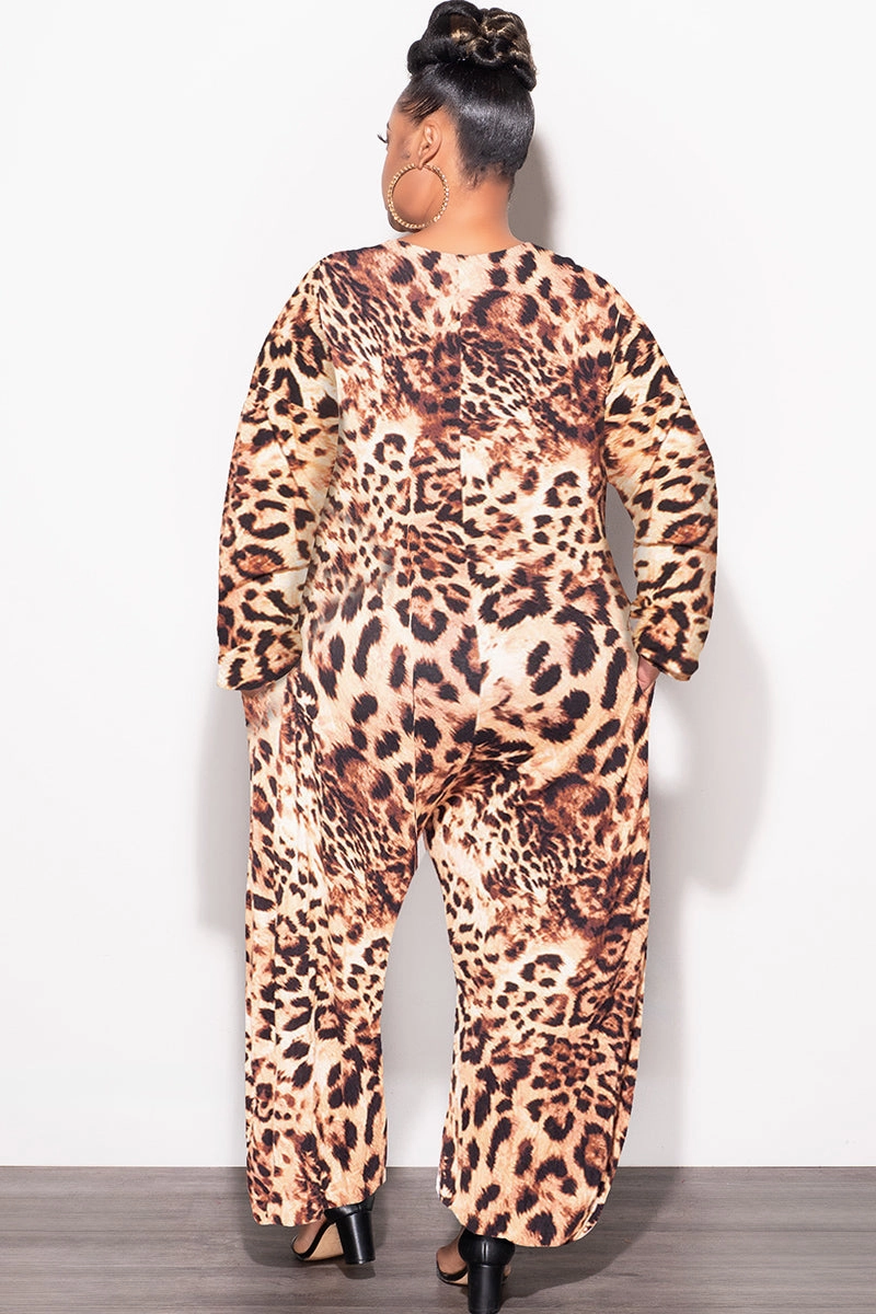 No Irritation Seams Final Sale Plus Size Loose Fit Jumpsuit in Animal Print
