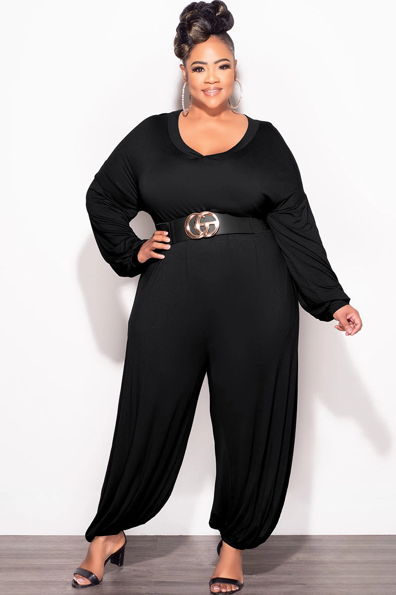 Supportive Fit Final Sale Plus Size Loose Fit Jumpsuit in Black