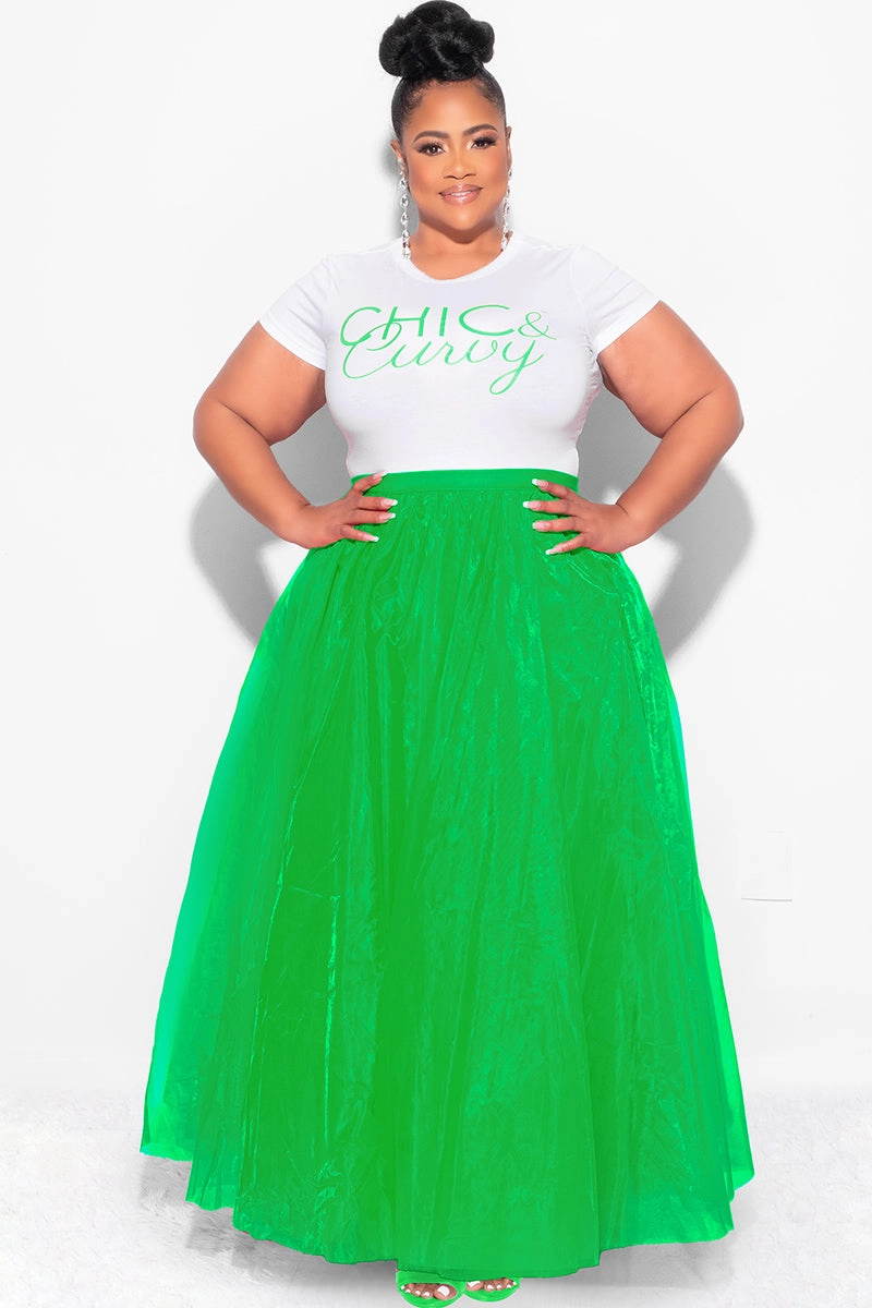 All weather Final Sale Plus Size Maxi Tulle Tutu Skirt in Green (SKIRT ONLY)