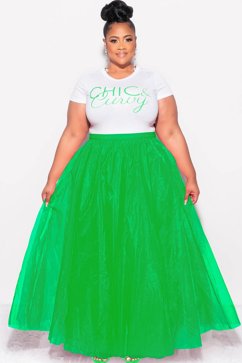Durable Wear Final Sale Plus Size Maxi Tulle Tutu Skirt in Green (SKIRT ONLY)