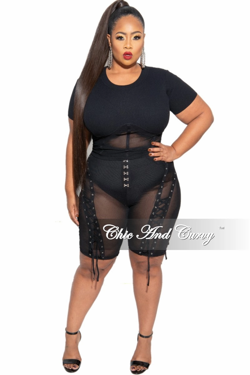 Final Sale Plus Size Mesh Set with Grommet Details Sleek Appearance Sporty Cut