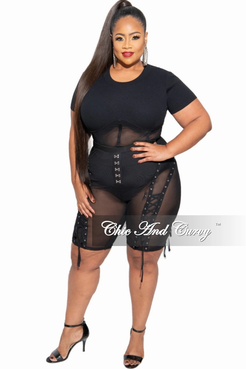 Cool Weather Final Sale Plus Size Mesh Set with Grommet Details