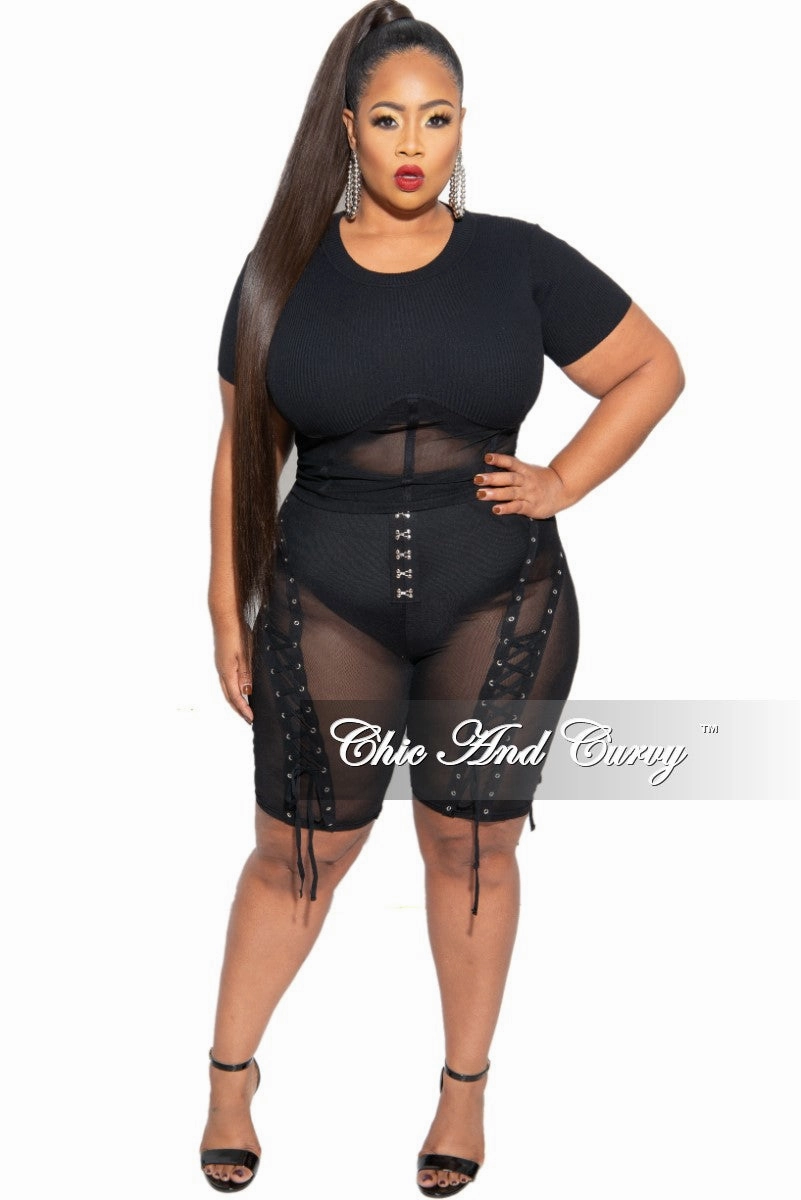 Final Sale Plus Size Mesh Set with Grommet Details Stable Shape