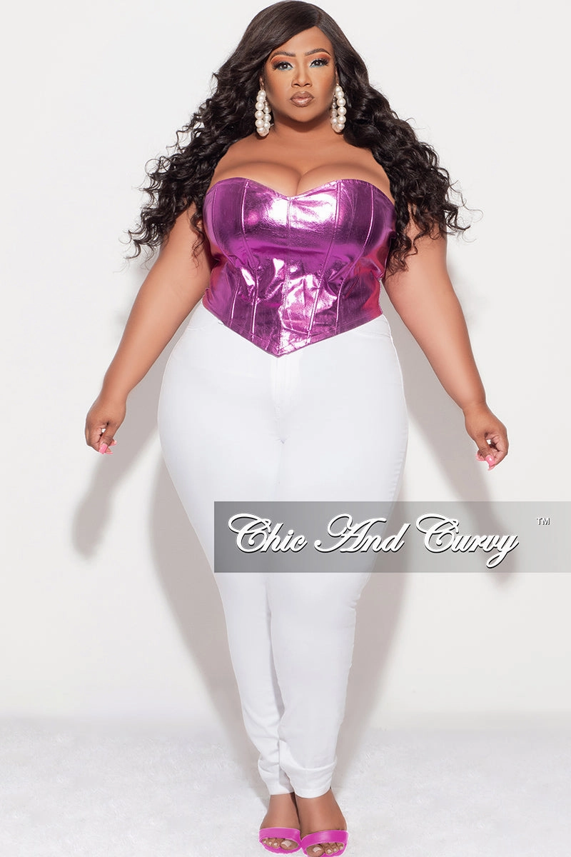 FadeResistant Sporty Comfort Fit Final Sale Plus Size Metallic Corset in Purple