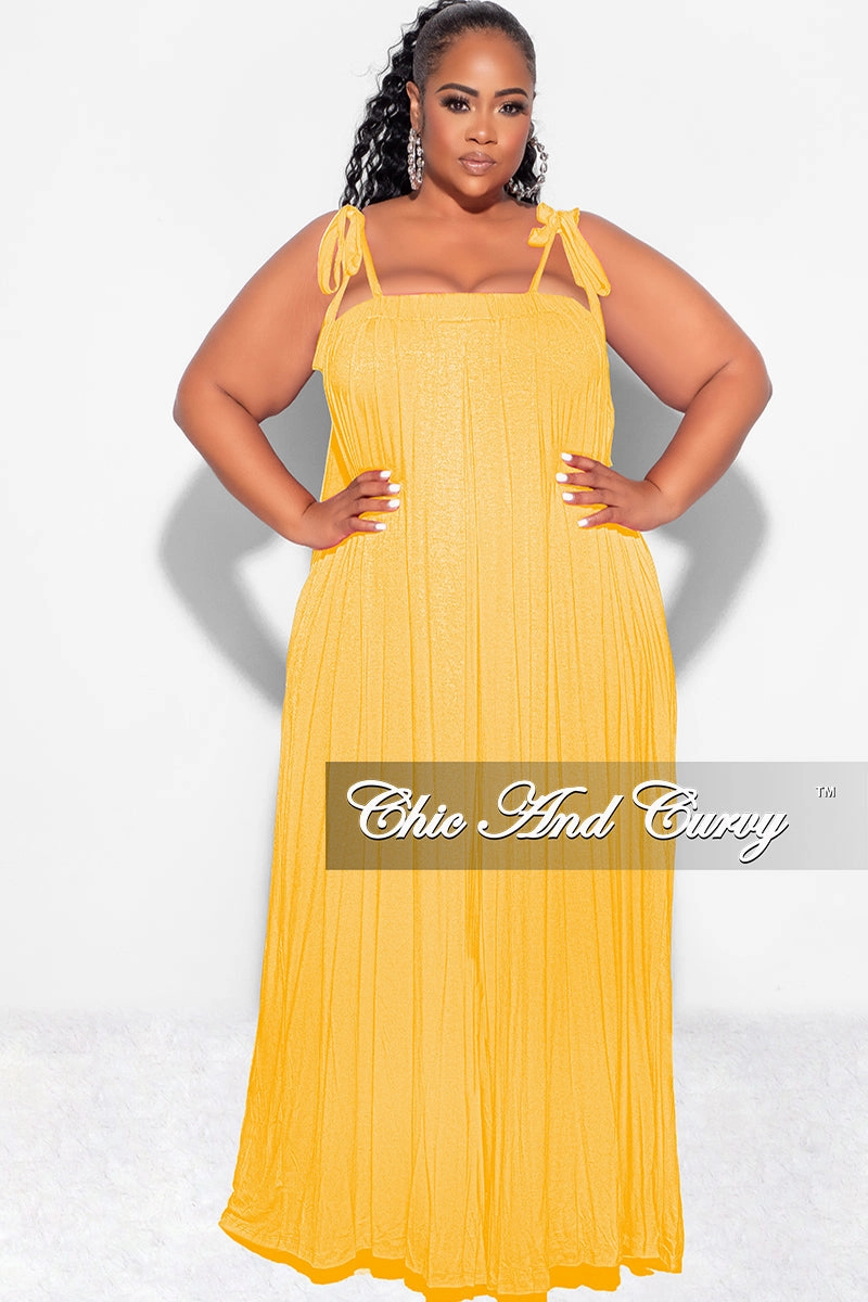 Mid Rise Timeless Appeal Final Sale Plus Size Oversized Jumpsuit with Self Tie Straps in Mustard