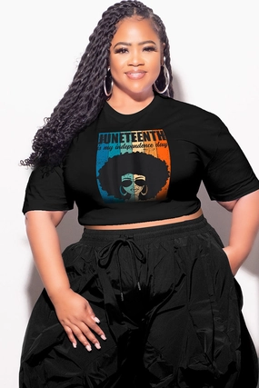 Final Sale Plus Size Oversized Unisex Fit Black T-Shirt Juneteenth Is My Independence Day clean design Move Comfort