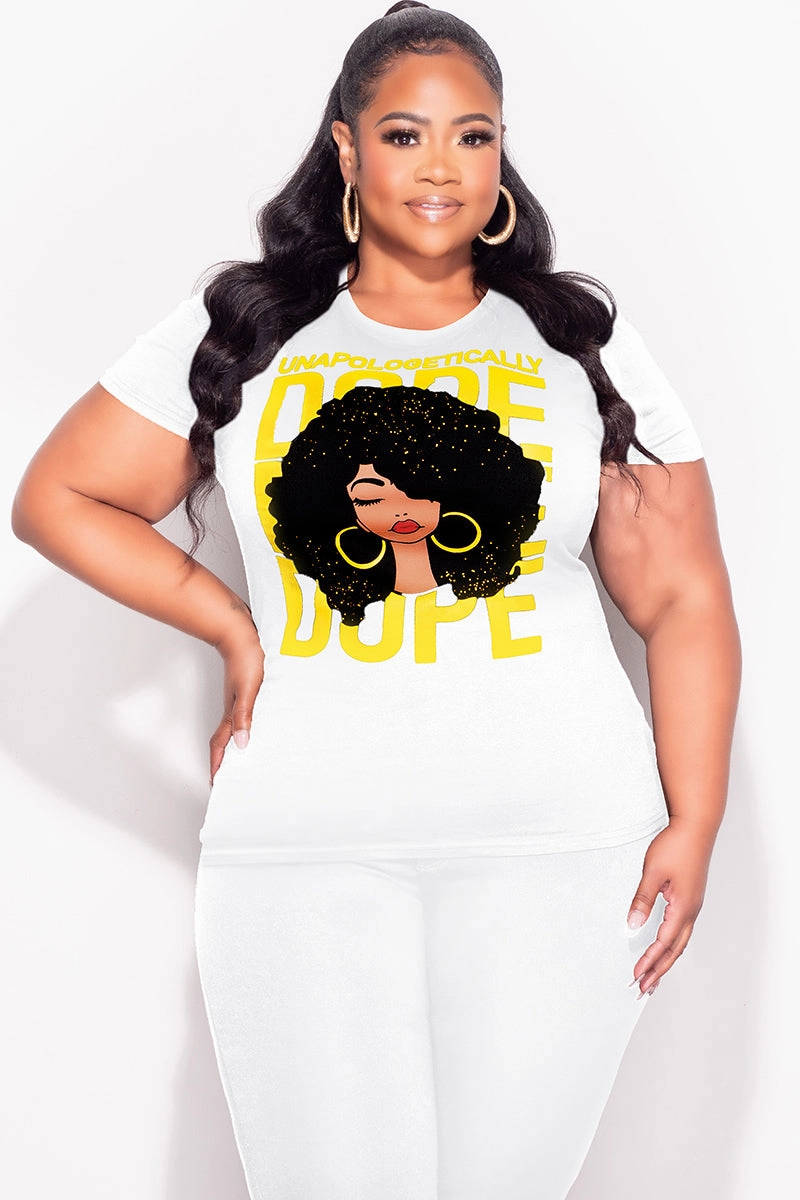Supportive Fit Bold Waistband Final Sale Plus Size Oversized Unisex Fit White Unapologetically Dope T-Shirt