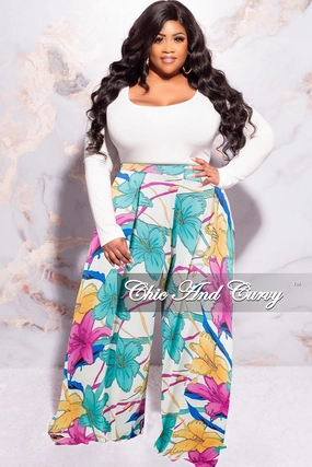 NonChafingEdges Final Sale Plus Size Palazzo Pants in Multi Color Floral Print