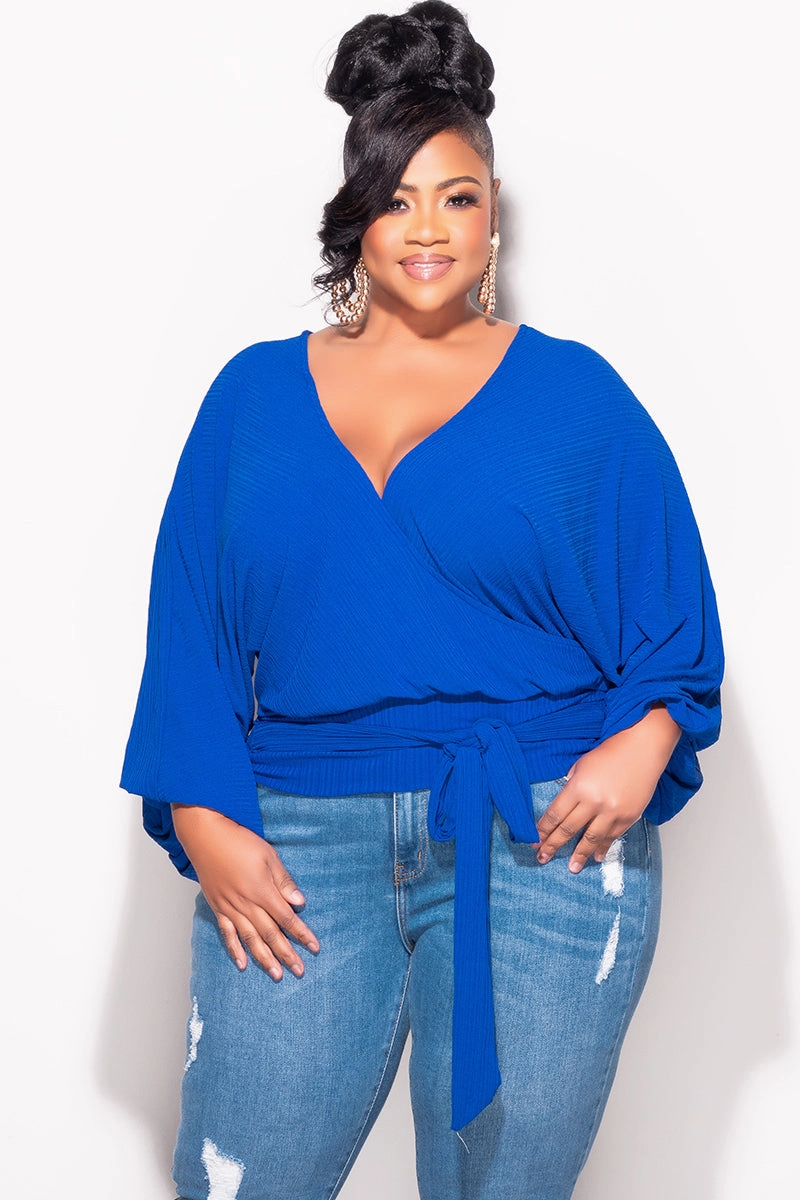 Final Sale Plus Size Reversible Top in Royal Blue Performance Comfort
