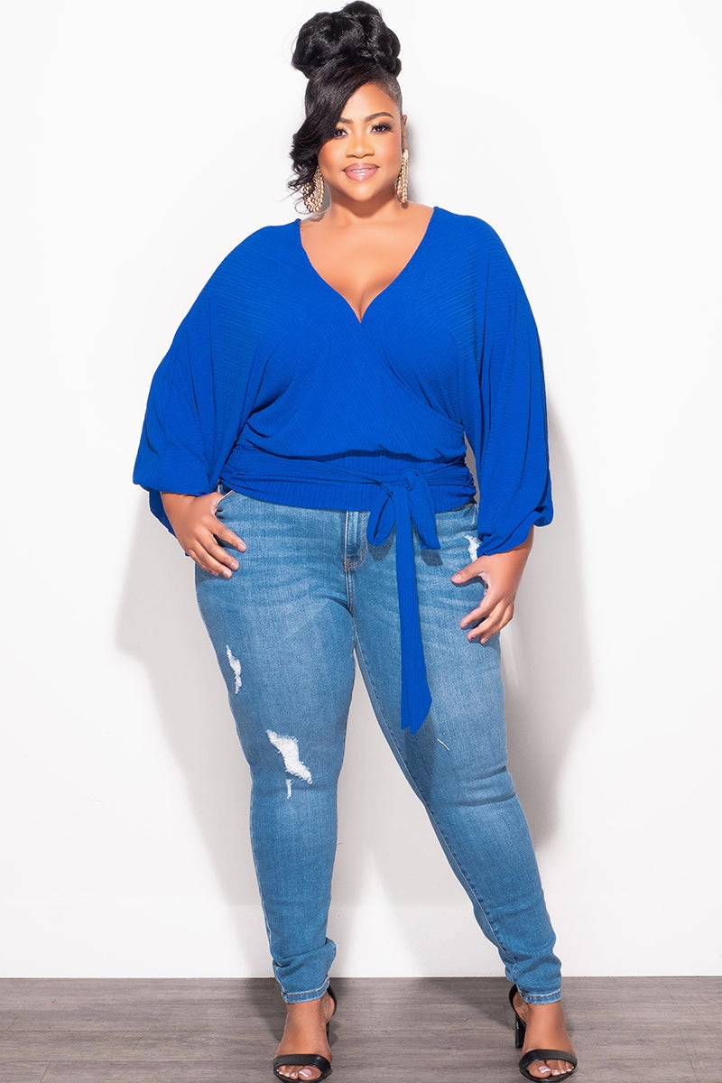 Final Sale Plus Size Reversible Top in Royal Blue ResilientElasticBand