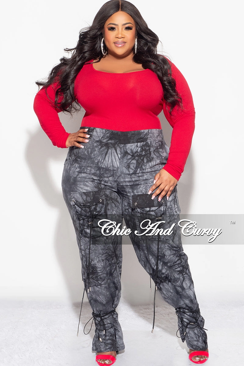 Final Sale Plus Size Ribbed Bodysuit in Red (Top Only) All weather