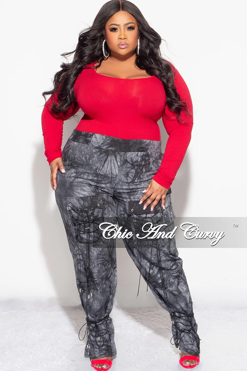 Comfy Wardrobe Final Sale Plus Size Ribbed Bodysuit in Red (Top Only)