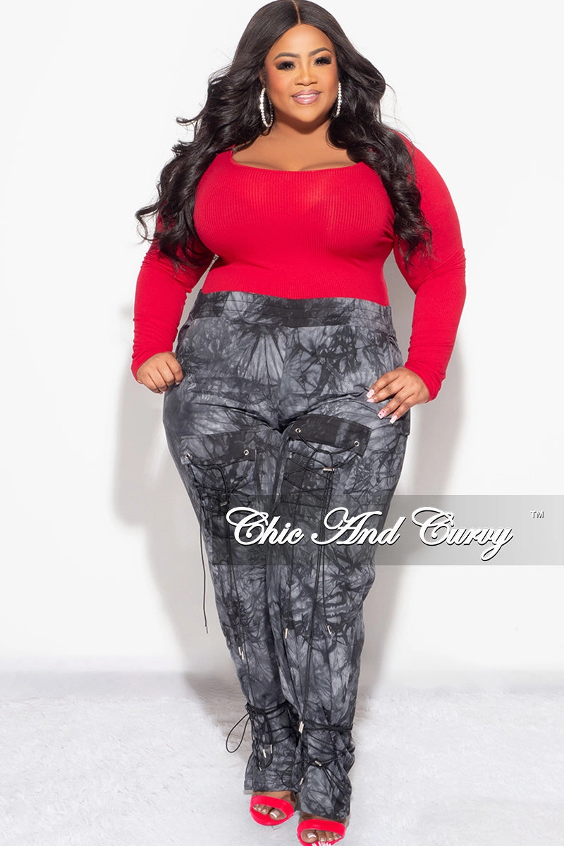 Flex Fit Design Versatile Look Final Sale Plus Size Ribbed Bodysuit in Red (Top Only)