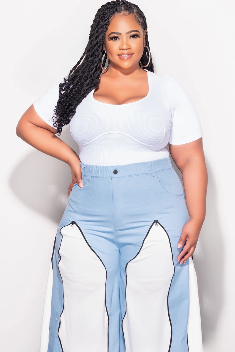 Air Comfort Final Sale Plus Size Ribbed Top Front Boning in White