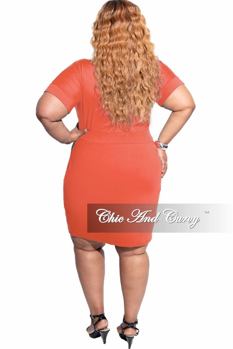 Tapered ankle Comfort Waist Final Sale Plus Size Rolled Sleeve Tie Dress in Ash Copper