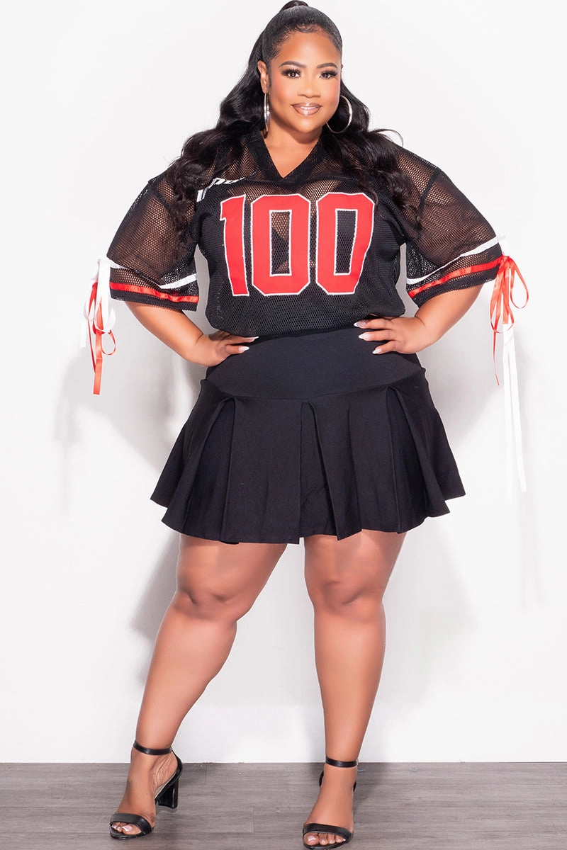 Final Sale Plus Size Shirt Jersey Top in Black Red and White Comfortable fit