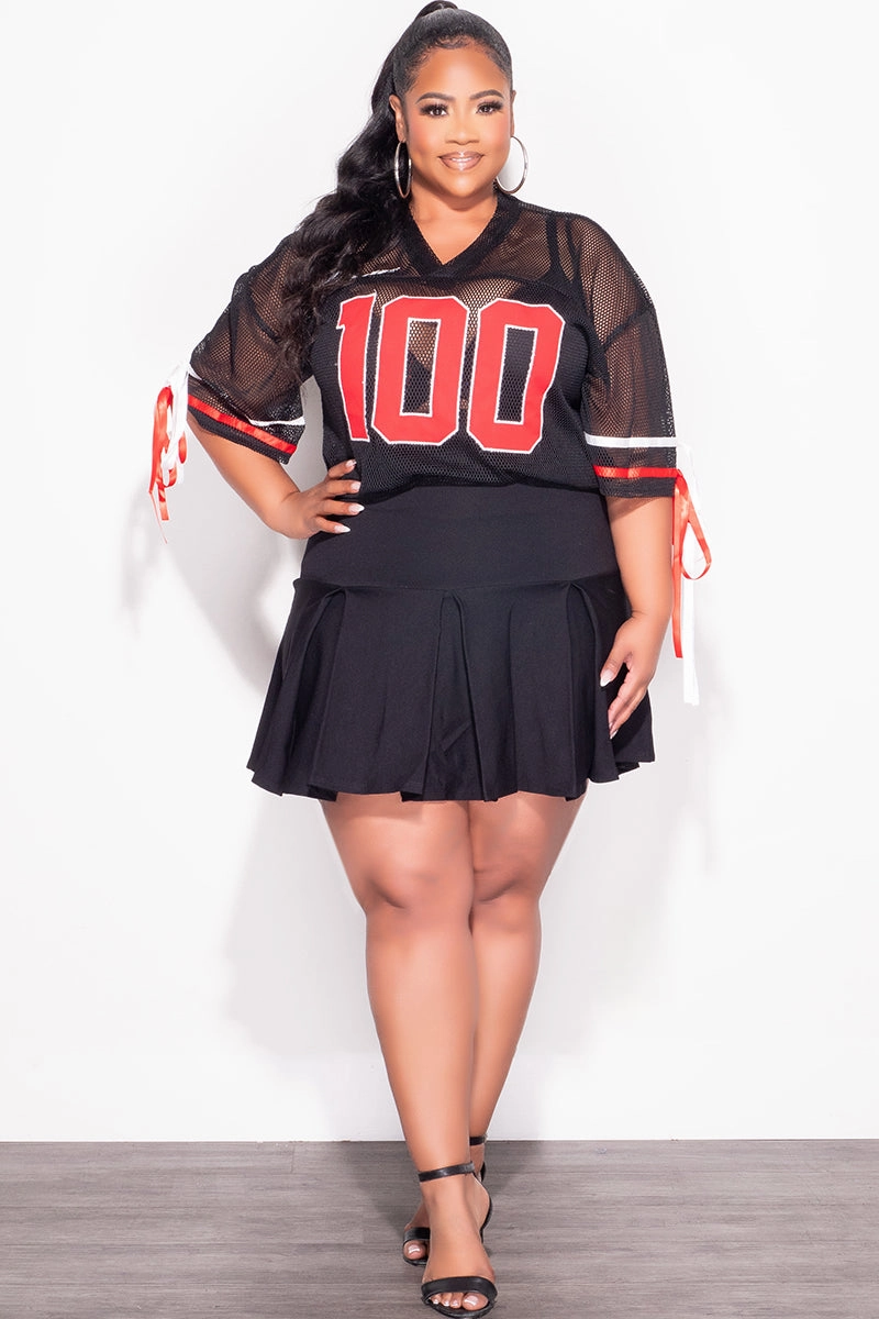 Final Sale Plus Size Shirt Jersey Top in Black Red and White DurablePolyester Sporty Cut