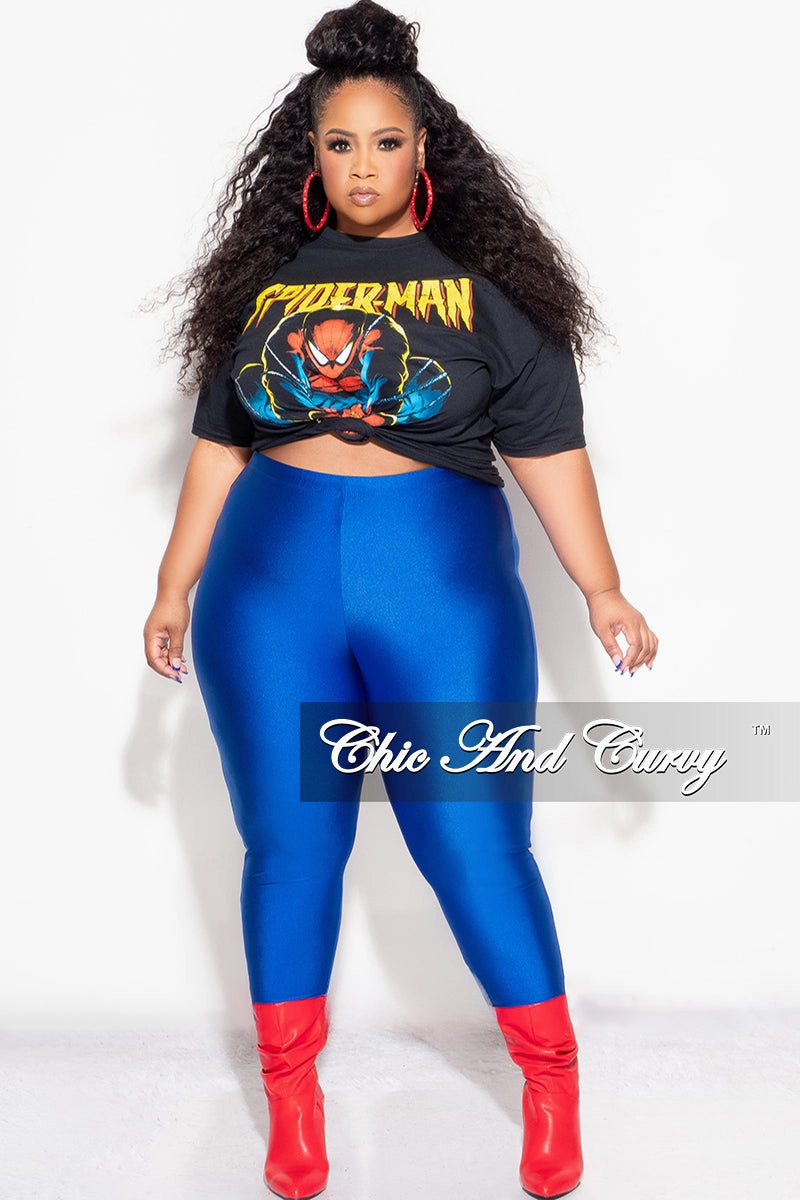 Active Comfort Fit Utility Fit Final Sale Plus Size Short Sleeve "Spiderman " Graphic T-Shirt in Black