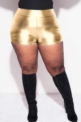 Final Sale Plus Size Shorts with Flat Front & No Ruching in Gold Heat Friendly