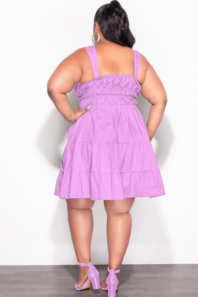 Final Sale Plus Size Sleeveless Baby Doll Dress in Purple Lavender Recycled fibers