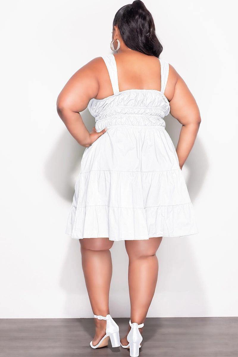 Final Sale Plus Size Sleeveless Baby Doll Dress in White Sport Performance Design