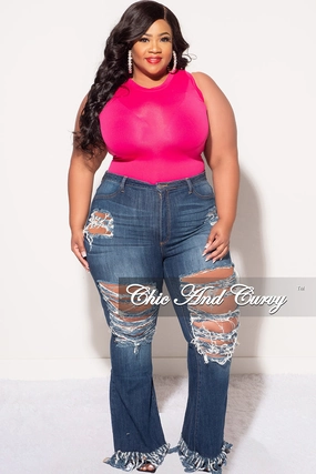Final Sale Plus Size Sleeveless Bodysuit in Fuchsia Cozy Comfort Soft Interior
