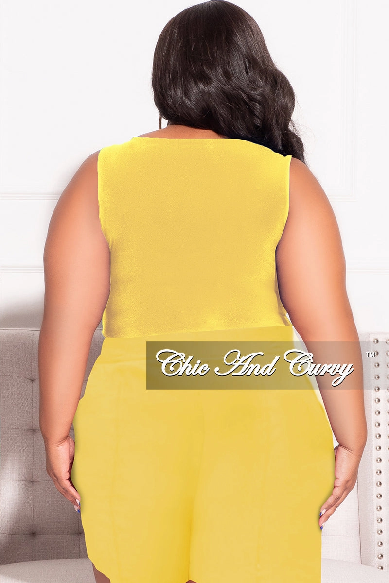 Final Sale Plus Size Sleeveless Crop Top in Lemon Multi Use