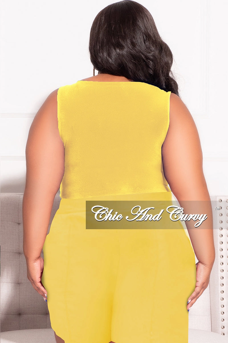Final Sale Plus Size Sleeveless Crop Top in Lemon Modern Relaxed Comfy Active
