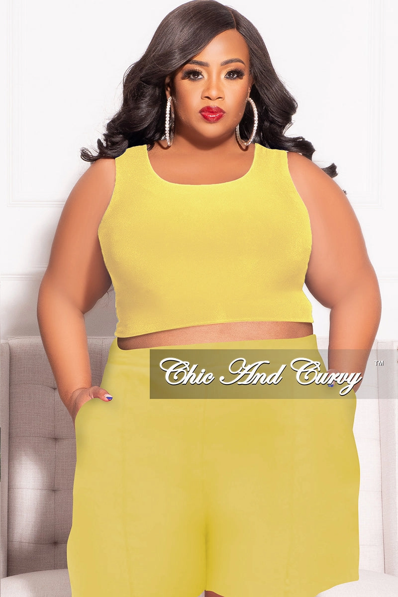Outdoor Comfort Fit Final Sale Plus Size Sleeveless Crop Top in Lemon
