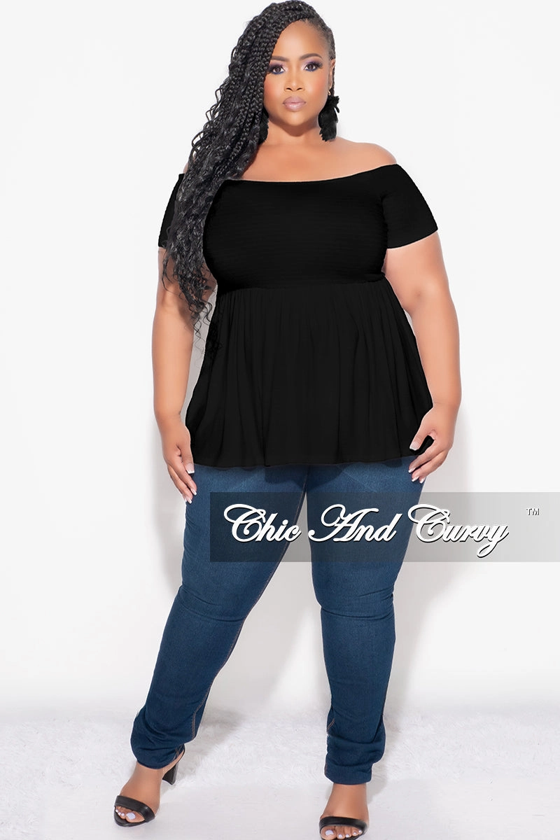 Comfortable Wear Final Sale Plus Size Smocked BabyDoll Top in Black