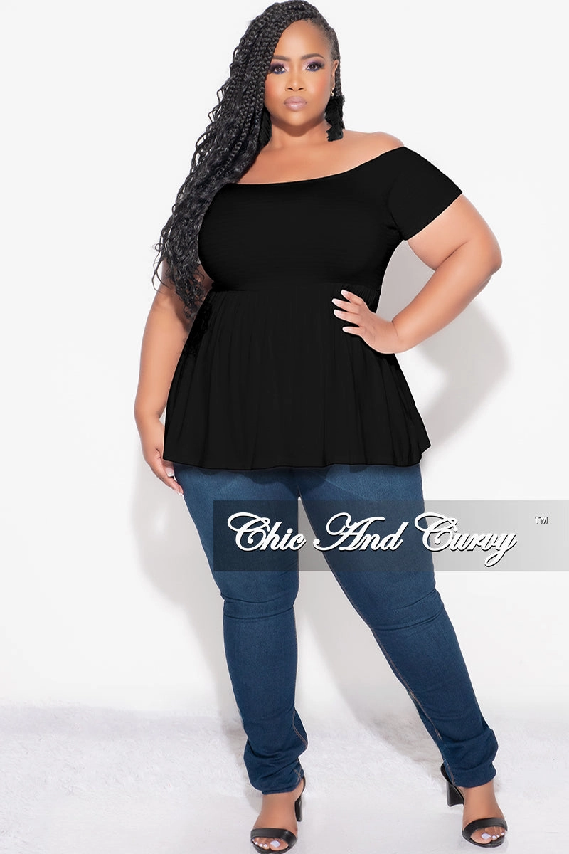 Final Sale Plus Size Smocked BabyDoll Top in Black Day Comfort