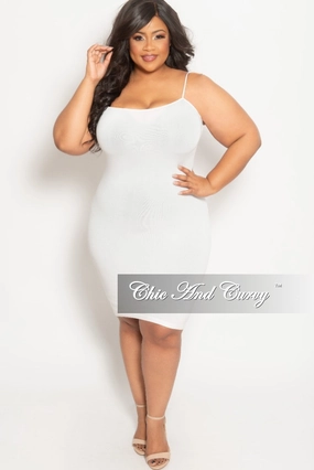 Air Comfort Final Sale Plus Size Spaghetti Strap Camisole Dress in White