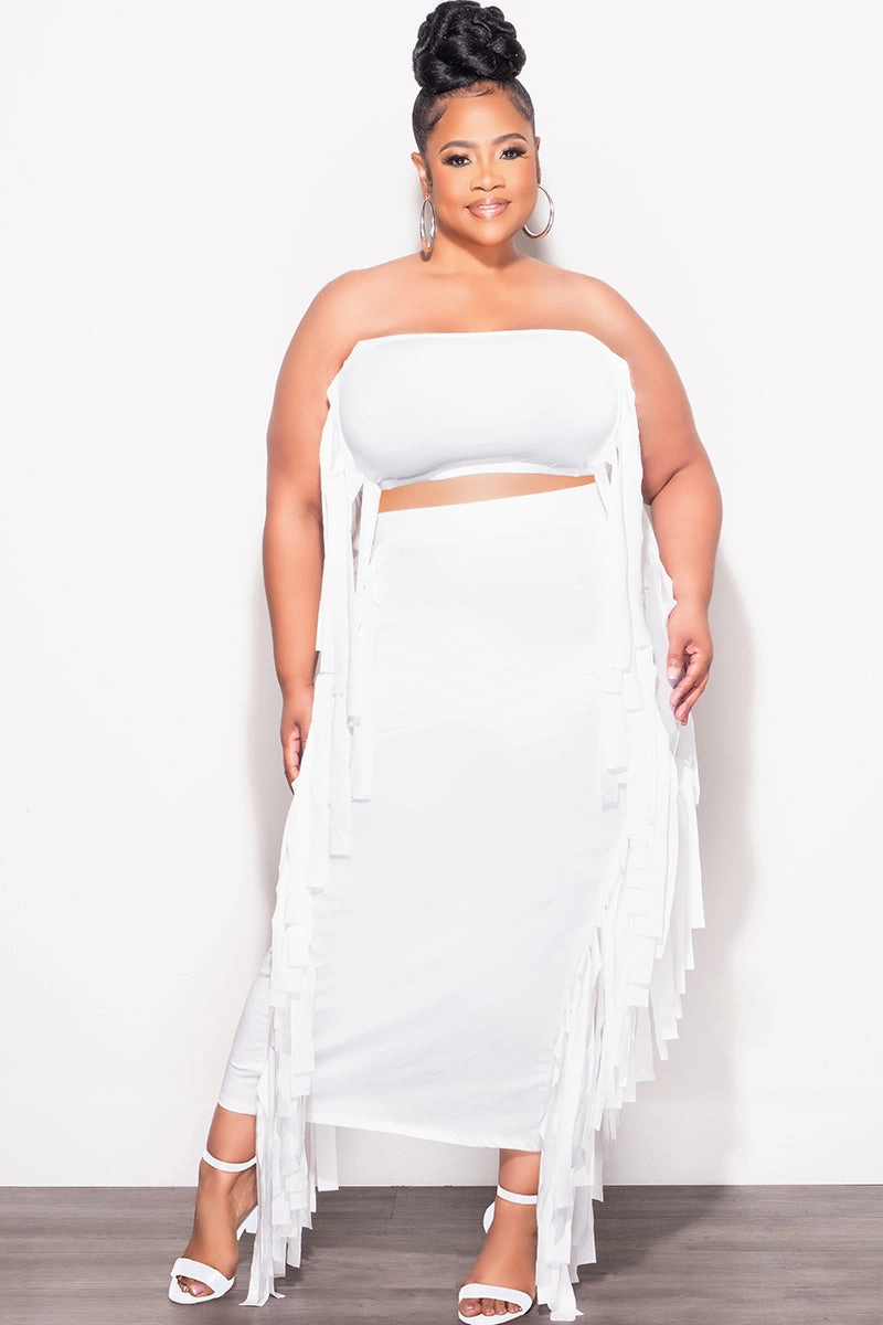 Sweat Resistant Effortless Style Final Sale Plus Size Strapless 2pc Set in White