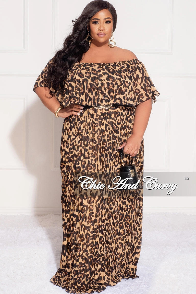Final Sale Plus Size Strapless Chiffon Pleated Long Dress in Animal Print Compact Pack hypoallergenic