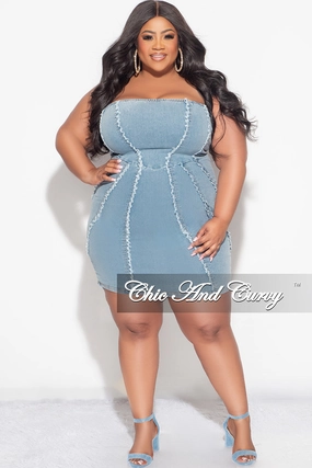 Comfort-First Final Sale Plus Size Strapless Dress in Denim