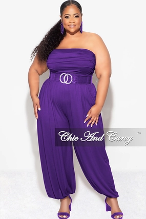Comfy Wardrobe Final Sale Plus Size Strapless Jumpsuit in Purple