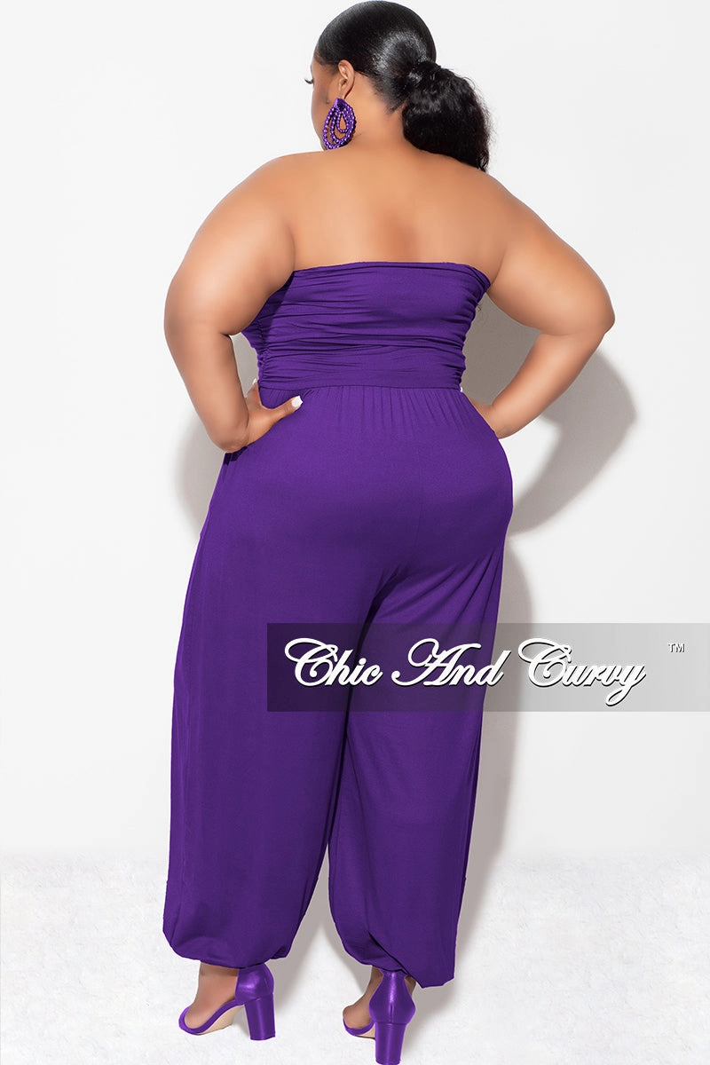Final Sale Plus Size Strapless Jumpsuit in Purple Day Ready All Fit