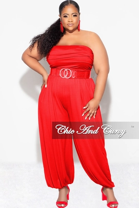 Professional Wear Final Sale Plus Size Strapless Jumpsuit in Red