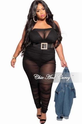 Final Sale Plus Size Strapless Mesh Jumpsuit in Black SustainableManufacturing
