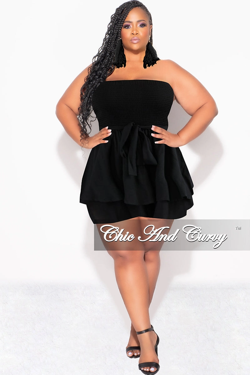 Final Sale Plus Size Strapless Romper in Black Comfortable Stretch