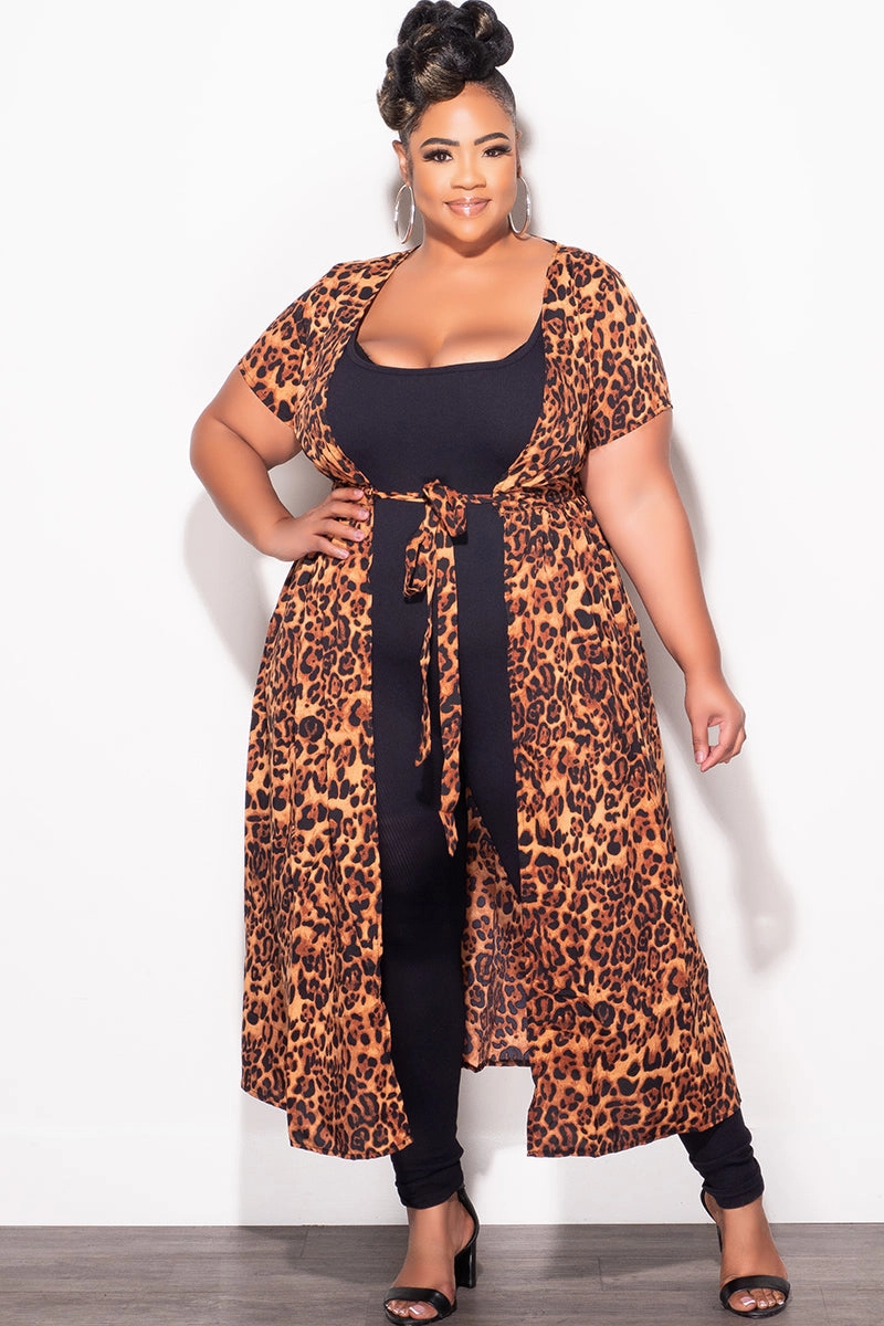 Final Sale Plus Size Tie Duster in Animal Print Weekend Adventure