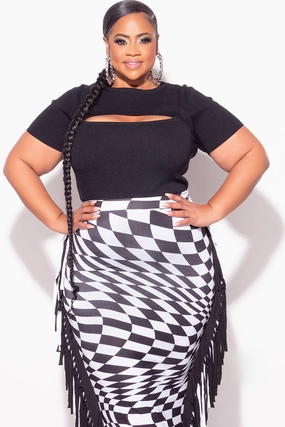 MoistureWickingFabric SoftTouchFinish Final Sale Plus Size Top with Cutout in Black