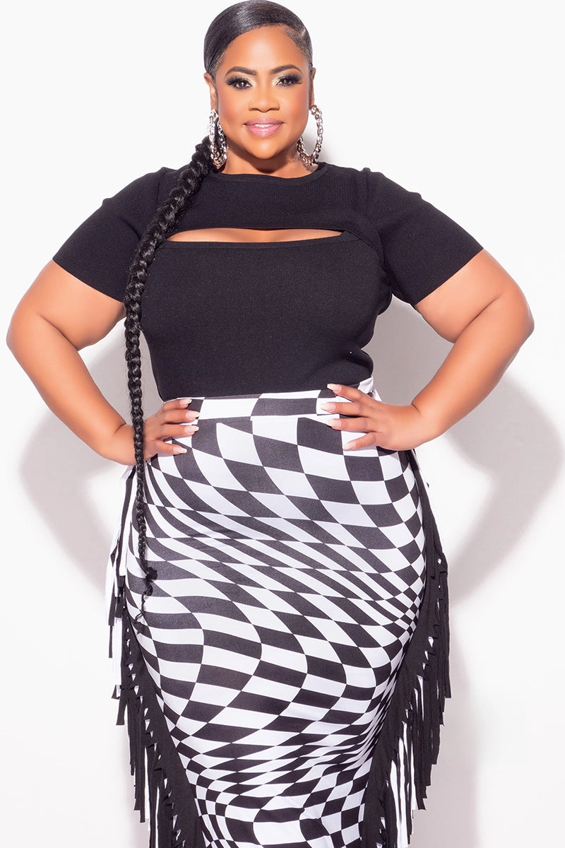 MoistureWickingFabric SoftTouchFinish Final Sale Plus Size Top with Cutout in Black