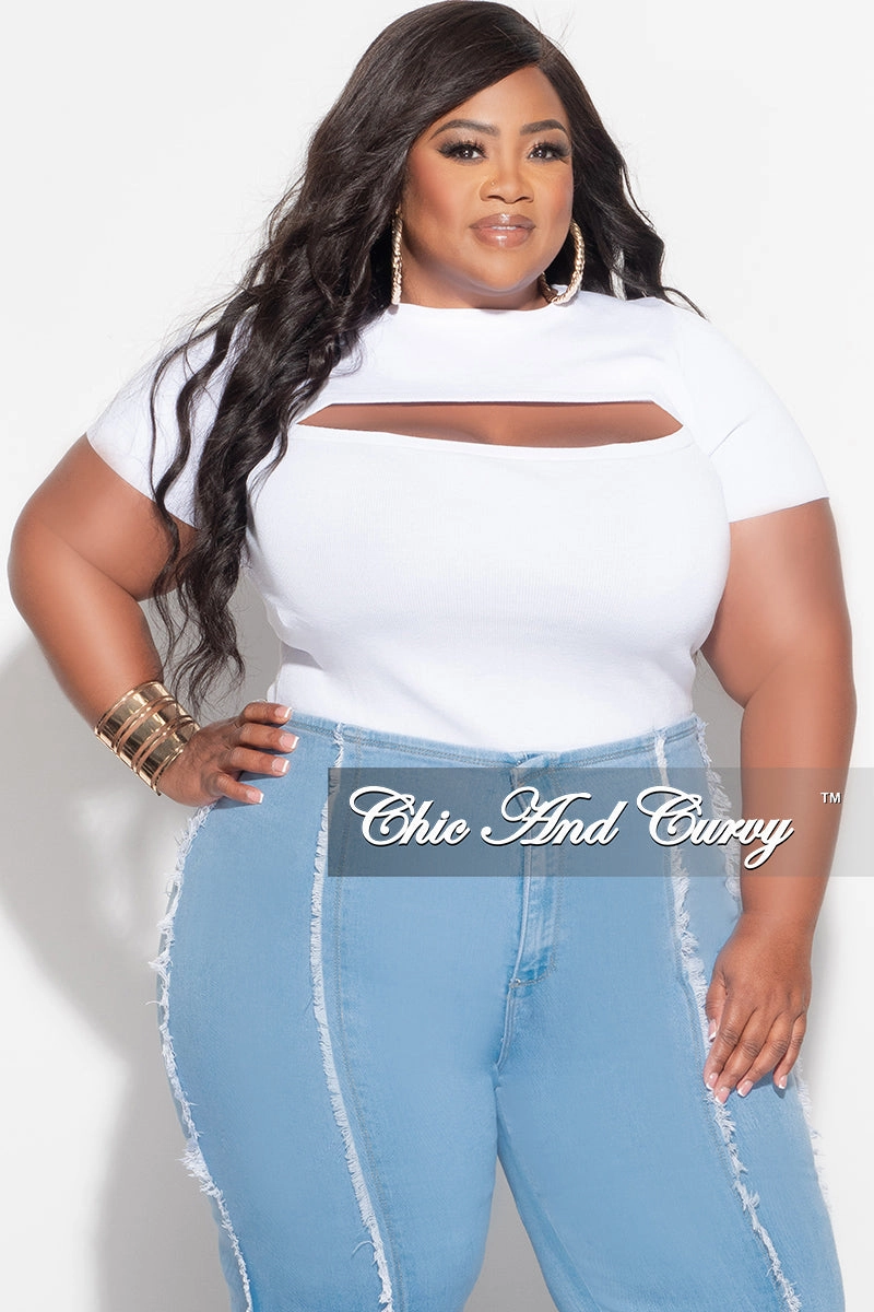 Final Sale Plus Size Top with Cutout in White Utility Ready