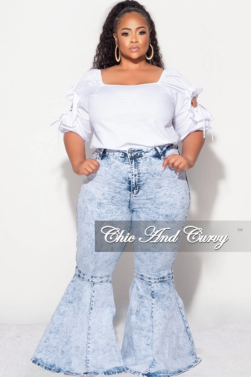 Water Repellent Final Sale Plus Size Top with Cutout Sleeves in White