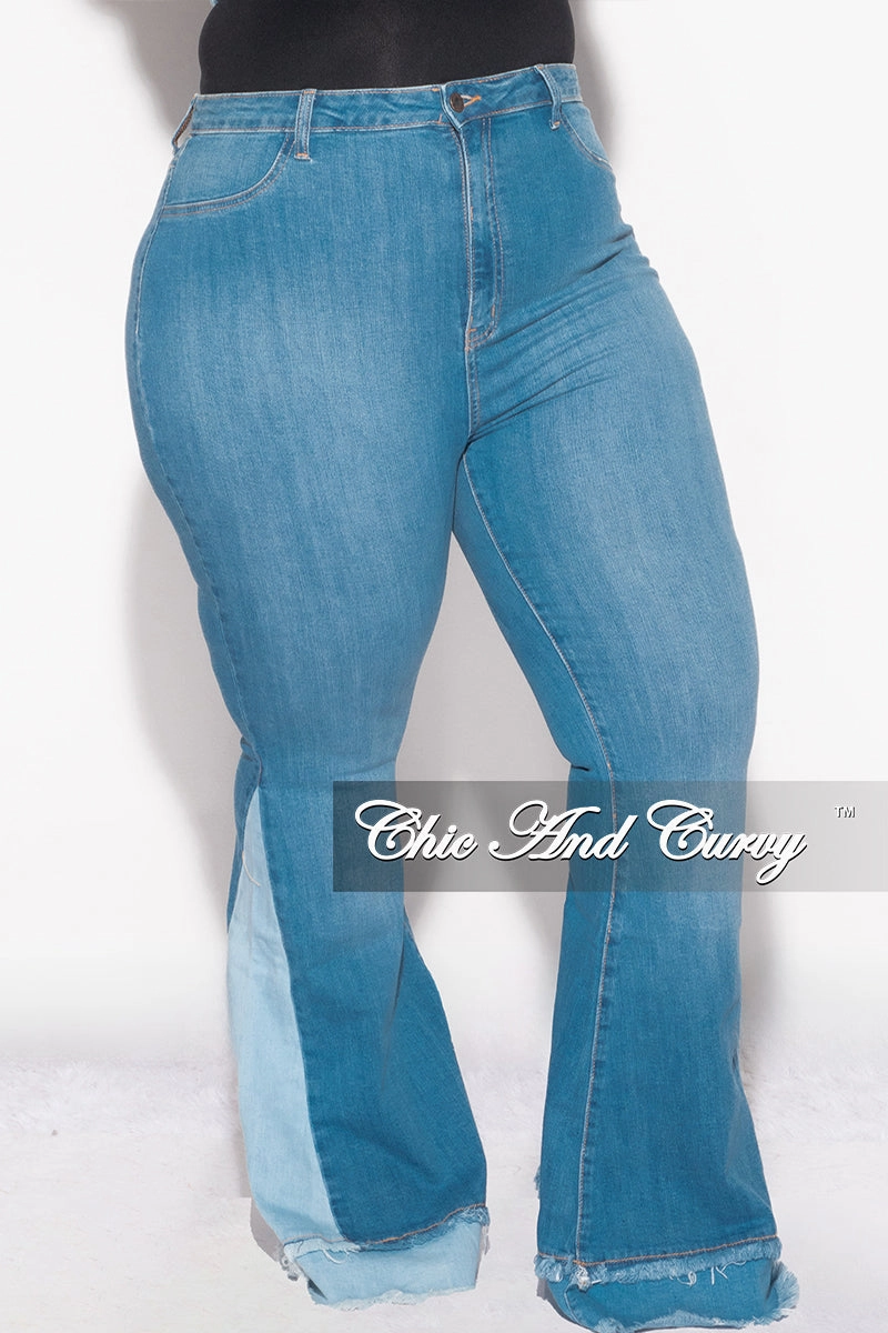 Final Sale Plus Size Two Tone Denim Jeans Office Appropriate