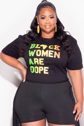 Final Sale Plus Size Unisex Cropped Cut Black - Black Women Are Dope  T-Shirt Soft Comfort Stretching Fit