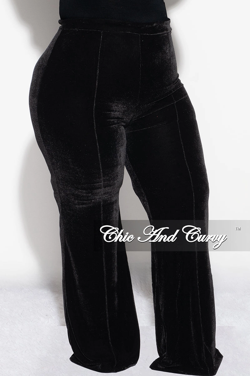 Final Sale Plus Size Velvet High Waist Pants in Black Active Fit Non Restrictive Fit