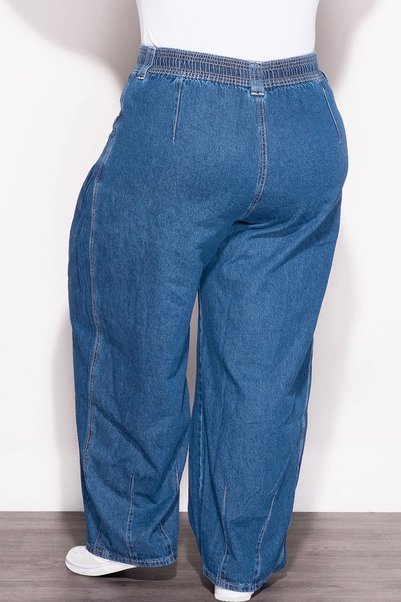 Final Sale Plus Size Wide Leg Pants in Denim Move Comfort